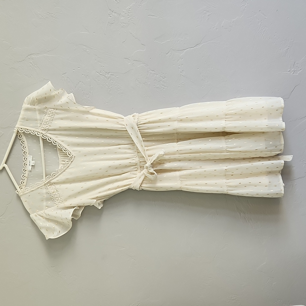 Ivory & Gold Flecked Dress L